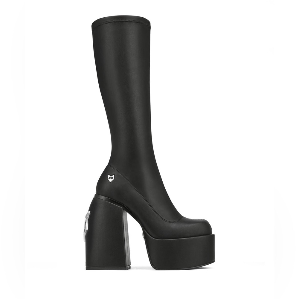 Naked Wolfe Black Platform Stretch Boots